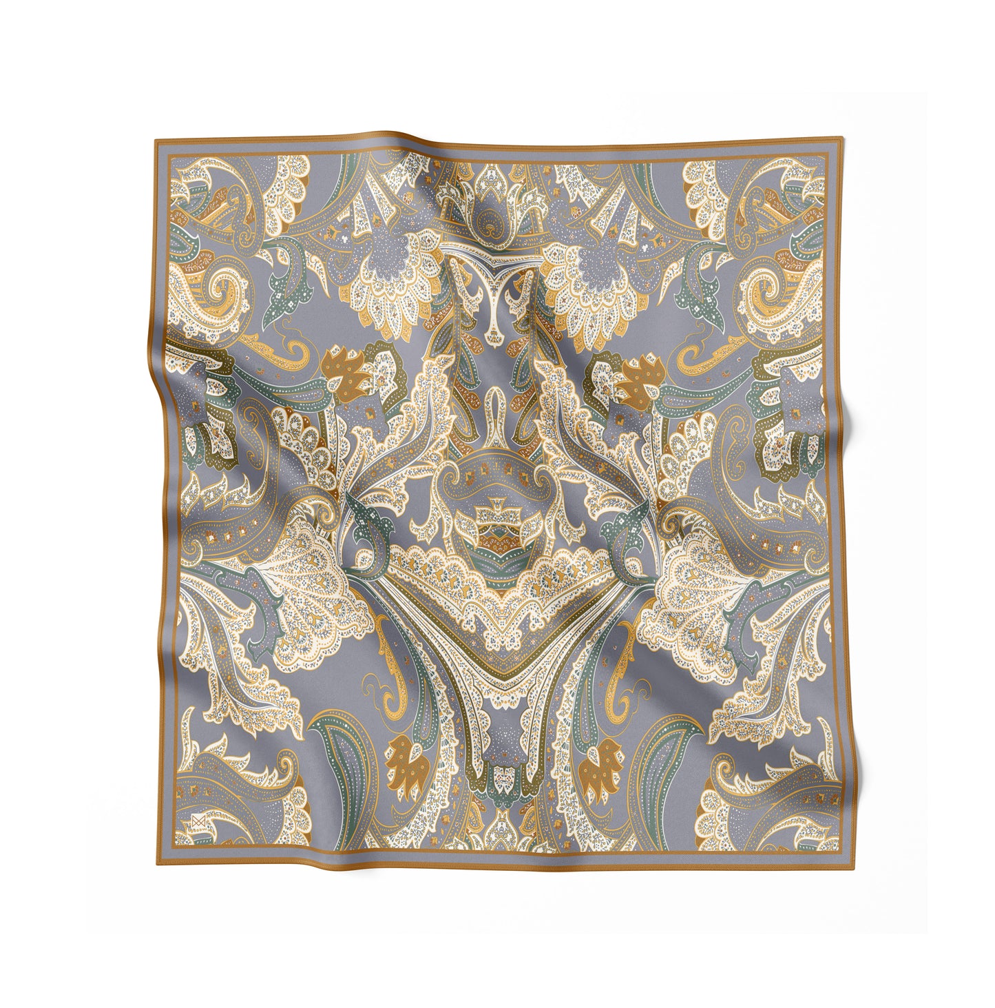 Silk Scarf - Ornamental Elegance - Gray