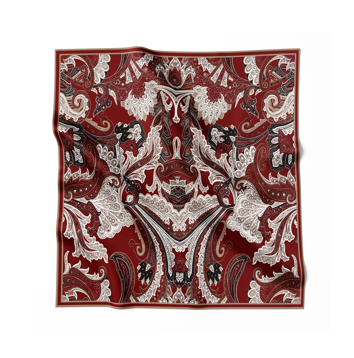 Silk Scarf - Ornamental Elegance - Cherry