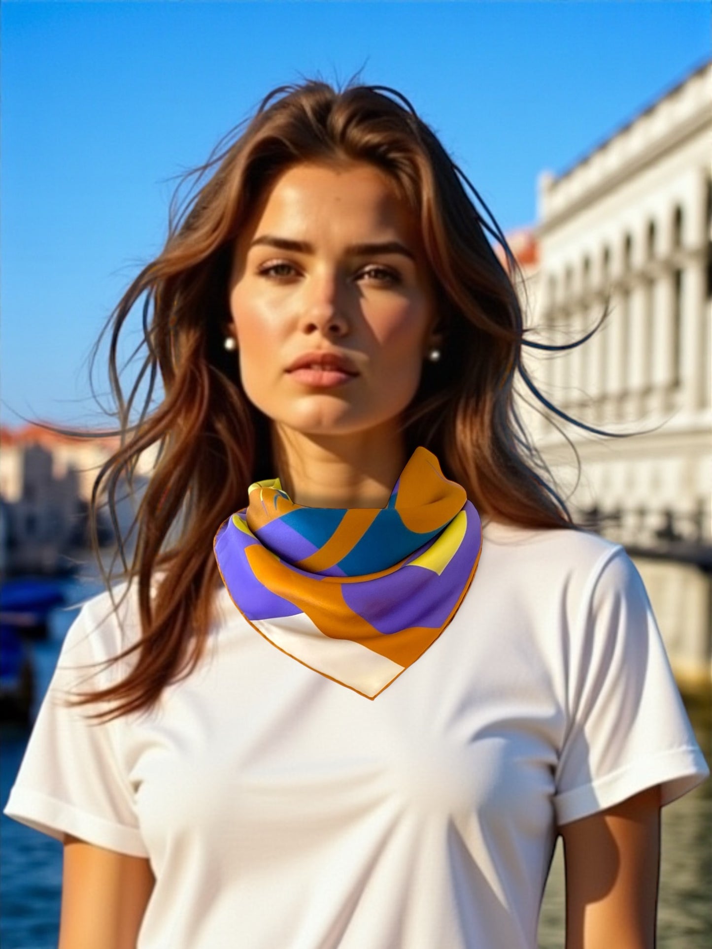 Silk Scarf - Majestic Elephant - Caramel
