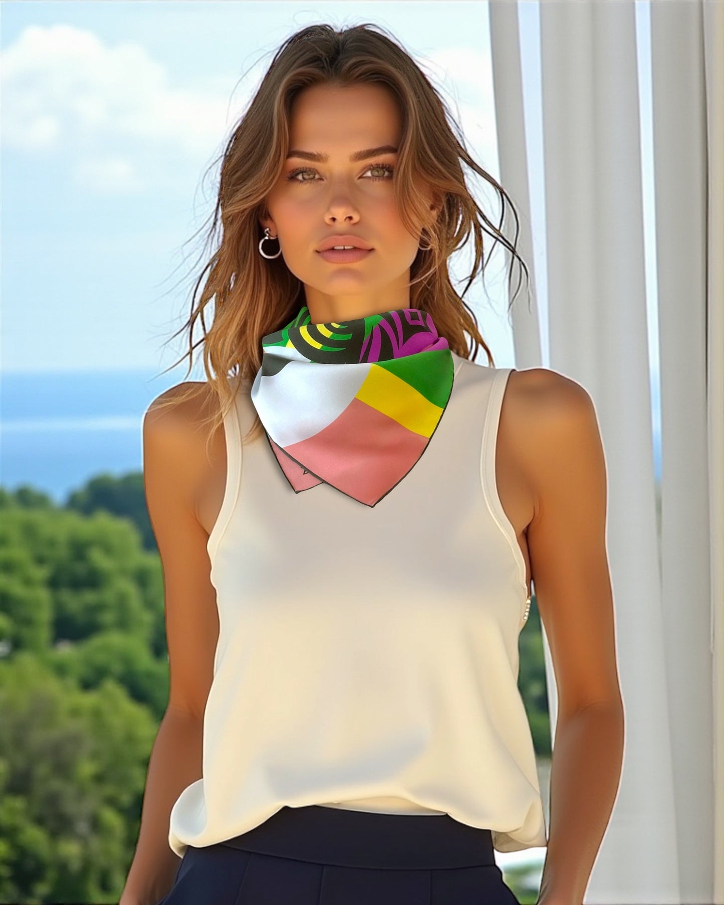 Silk Scarf - Wisdom of the Owl - Green