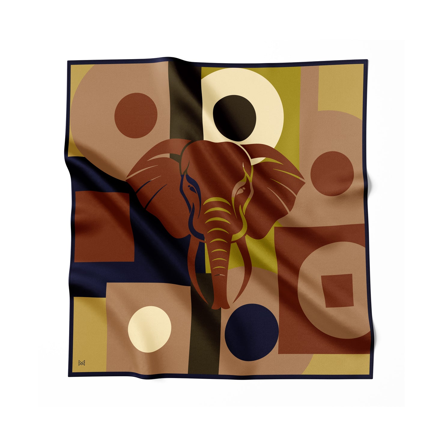 Silk Scarf - Majestic Elephant - Dark Navy Blue