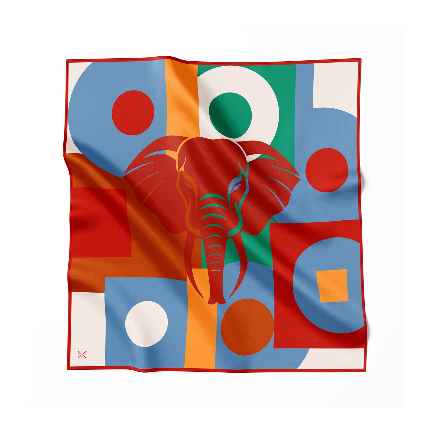 Silk Scarf - Majestic Elephant - Red