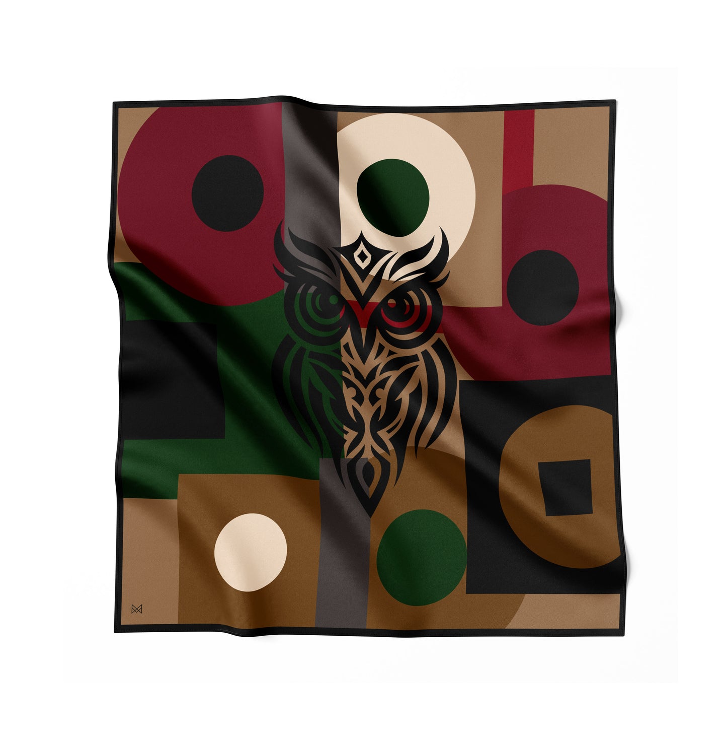 Silk Scarf - Wisdom of the Owl - Black