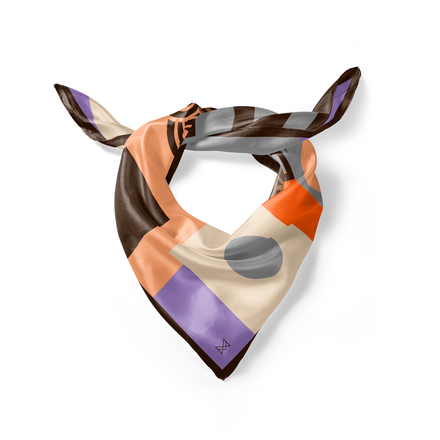 Silk Scarf - Wisdom of the Owl - Brown
