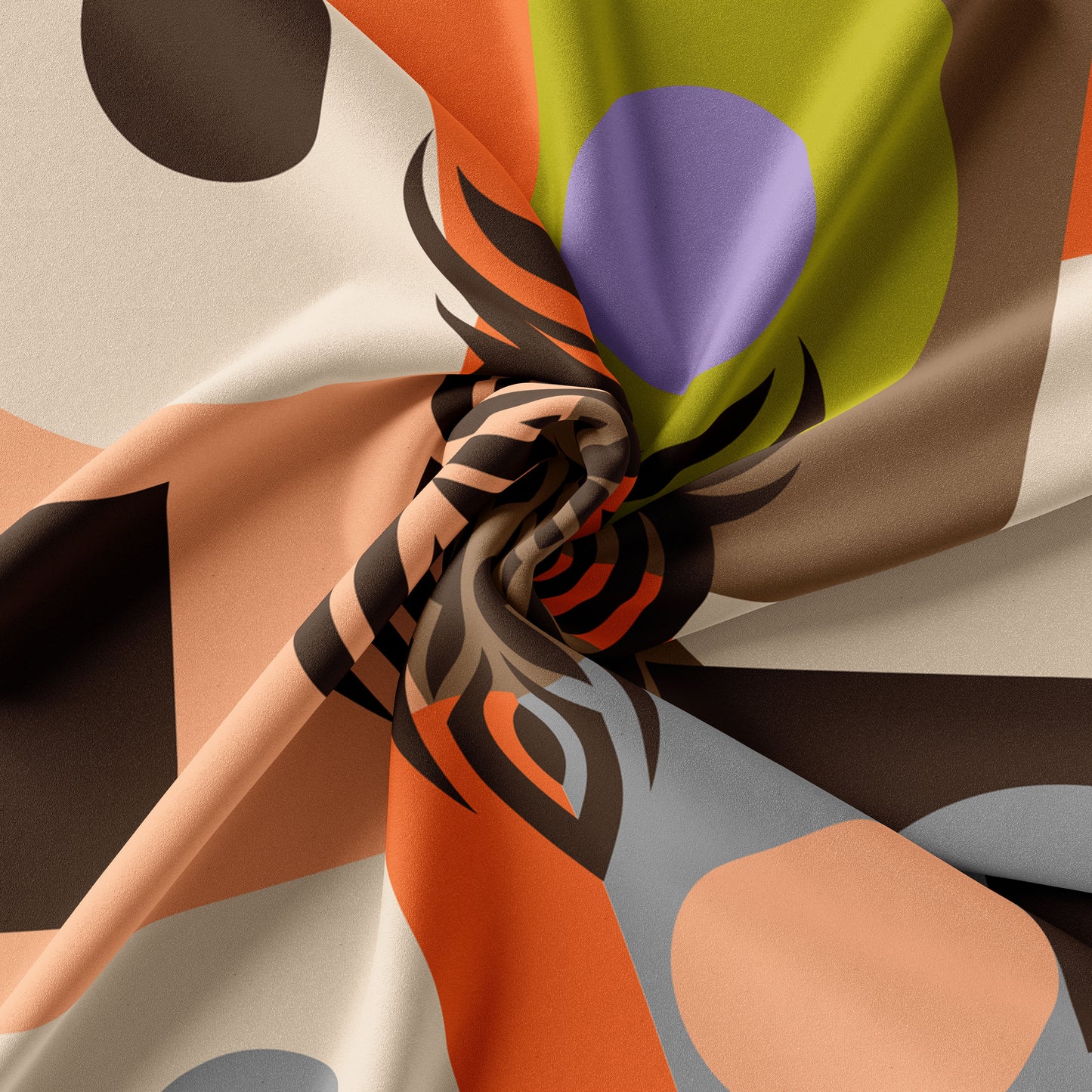 Silk Scarf - Wisdom of the Owl - Brown