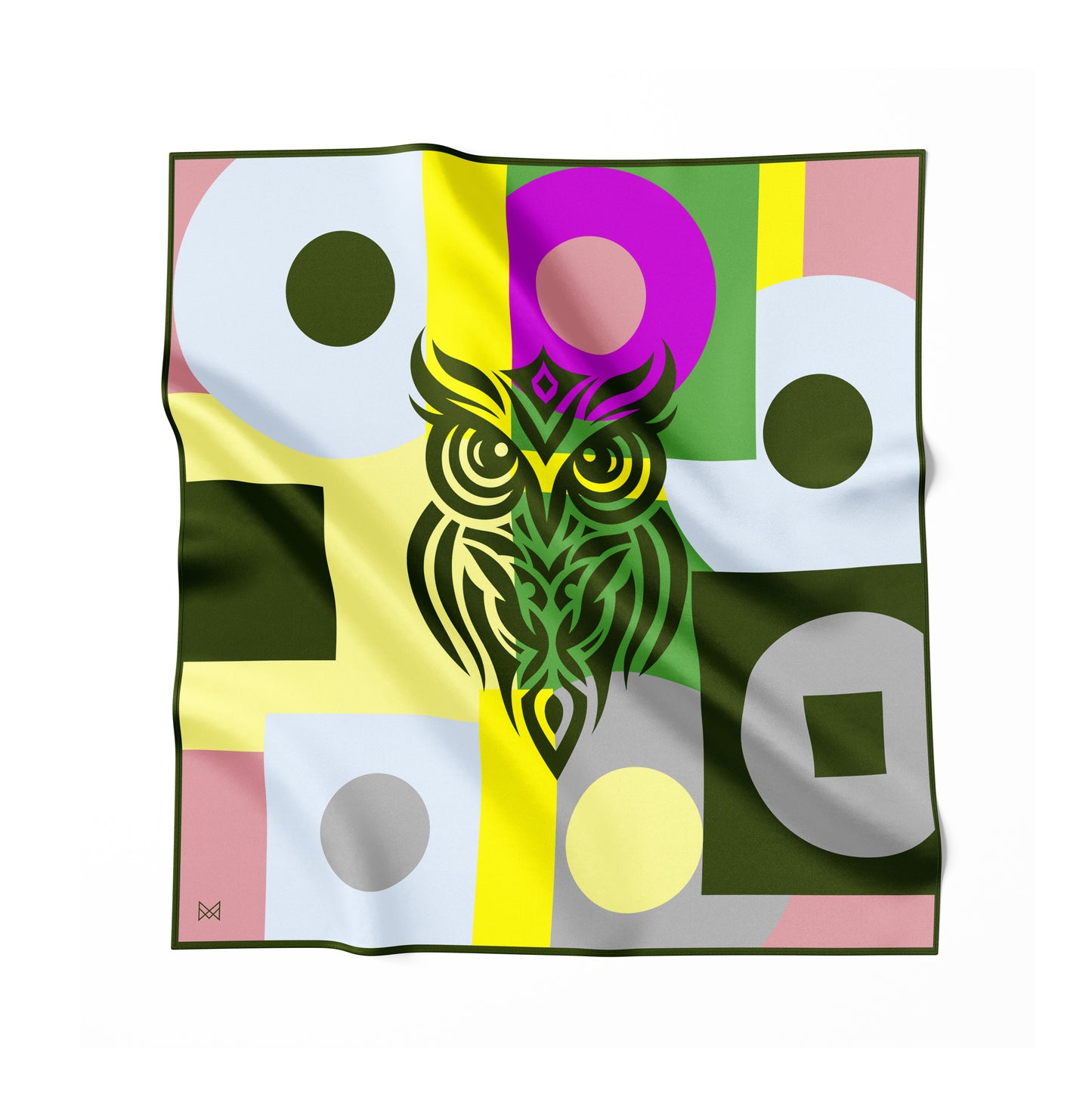 Silk Scarf - Wisdom of the Owl - Green