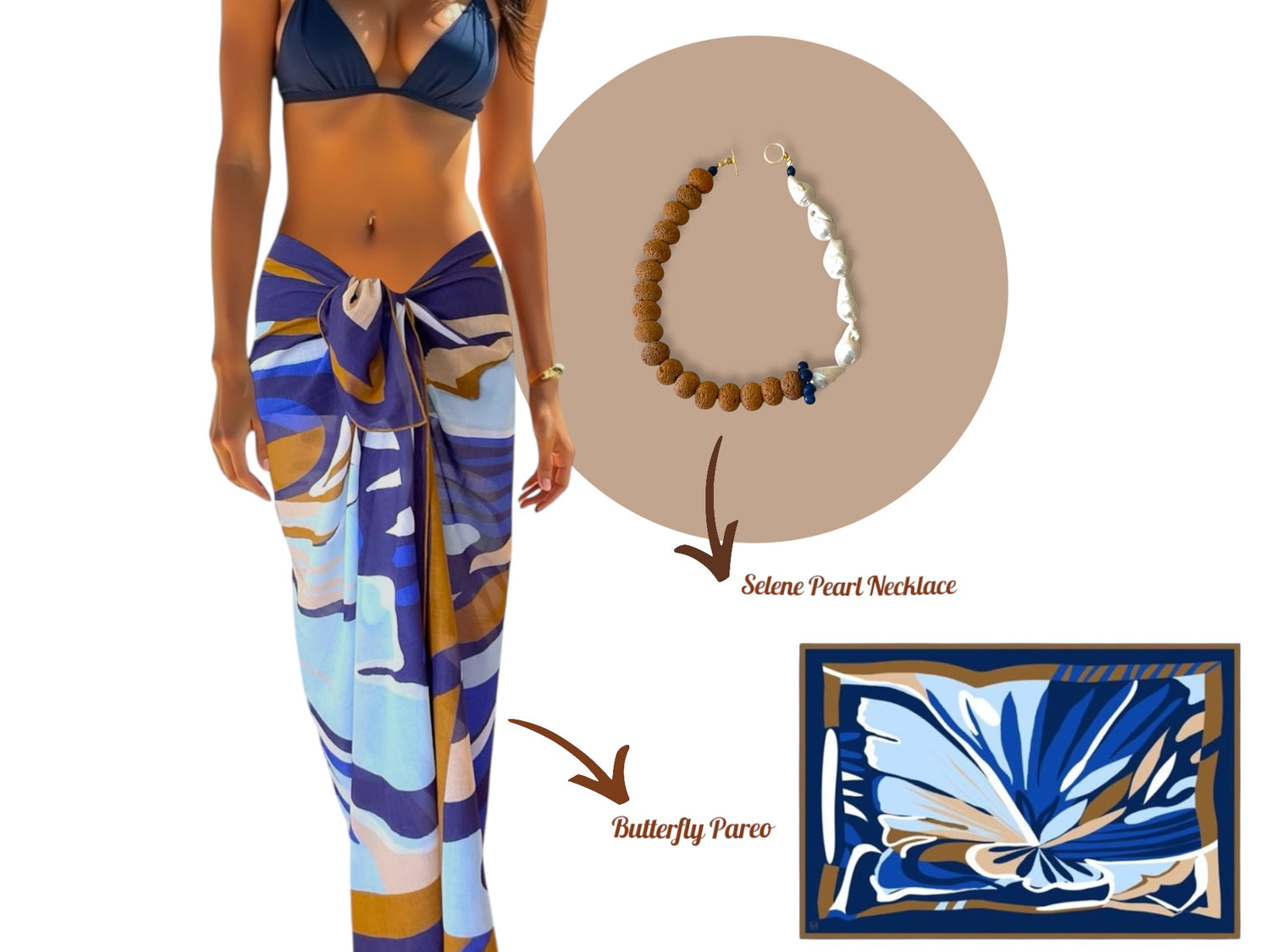 Butterfly Pareo & Selene Pearl Kolye