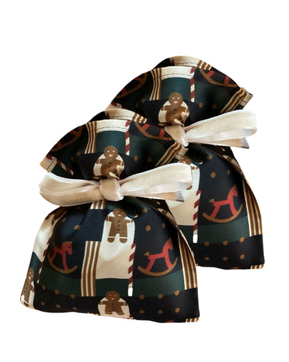 İpek Lavanta Kesesi - Gingerbread – Yeni Yıl Kurabiye Desenli - (2’li Hediye Kutusu)