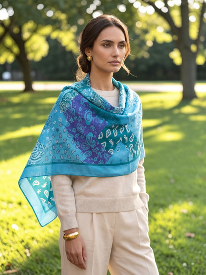 Nomad Pareo - İpek Pamuk Karışımı - Mavi