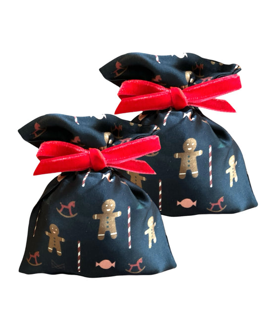 İpek Lavanta Kesesi - Candy Cane & Ginger – Şeker Kamışı + Gingerbread Temalı - (2’li Hediye Kutusu)