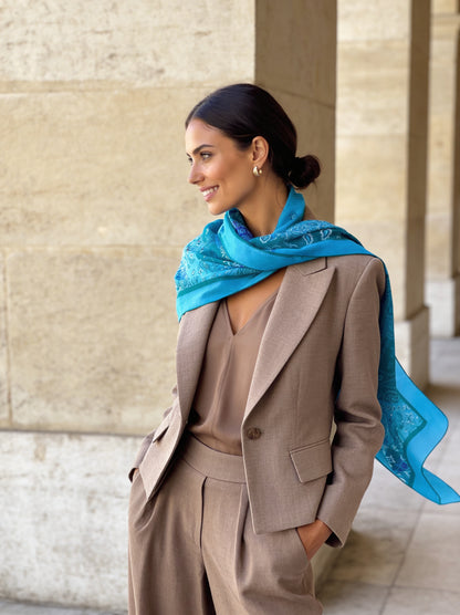 Nomad Pareo - İpek Pamuk Karışımı - Mavi