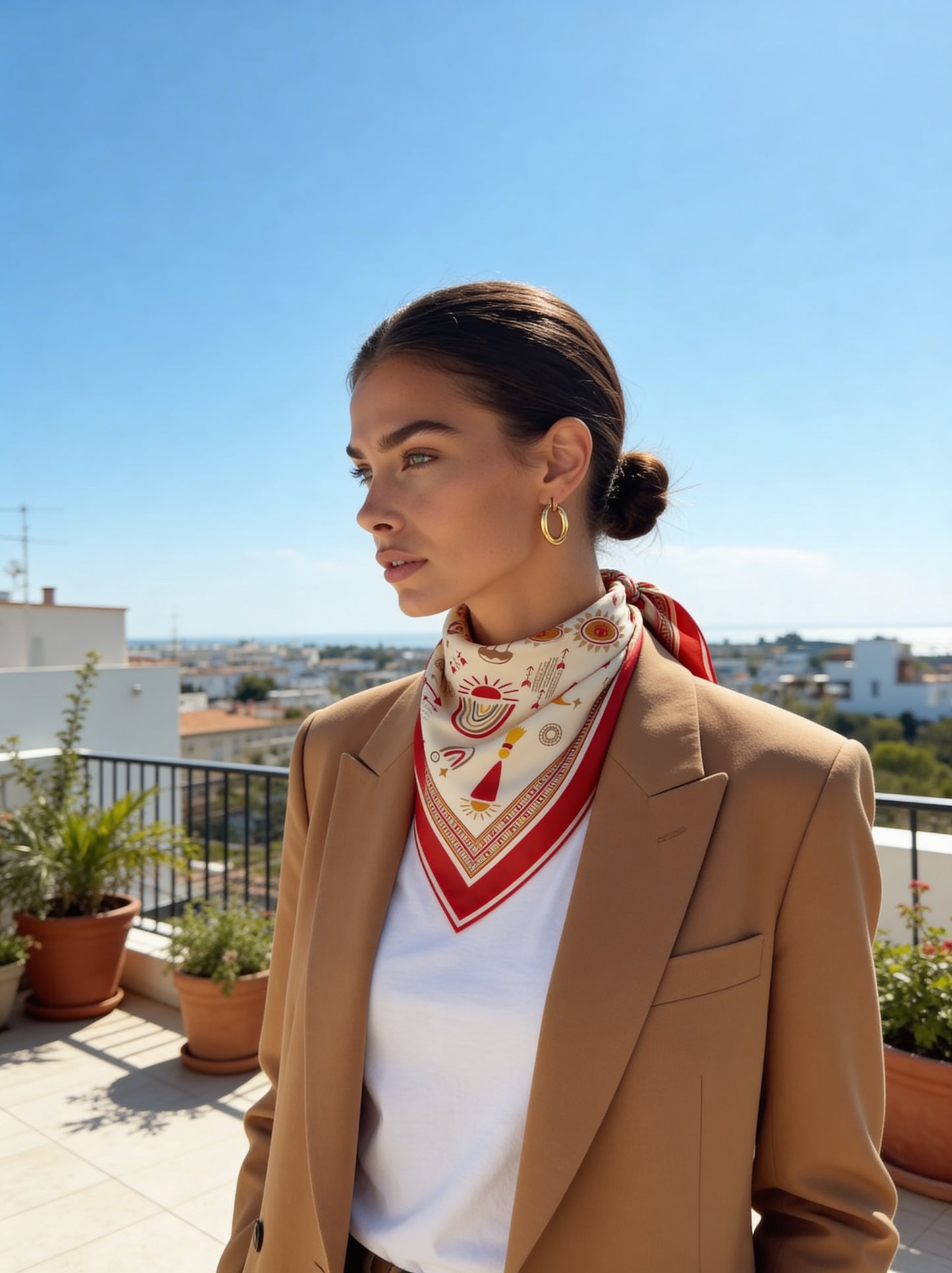 İpek Eşarp - 60cm x 60cm - Tılsım - Kırmızı