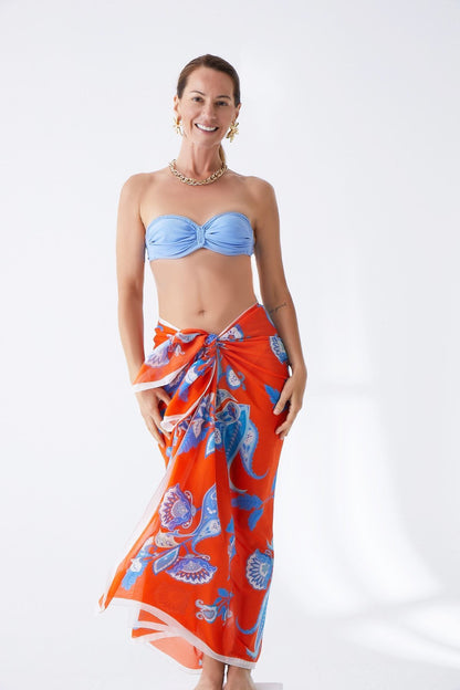 Pareo - Shawl - Paisley - Red / Blue