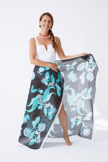 Pareo - Shawl - Paisley - Black / Blue