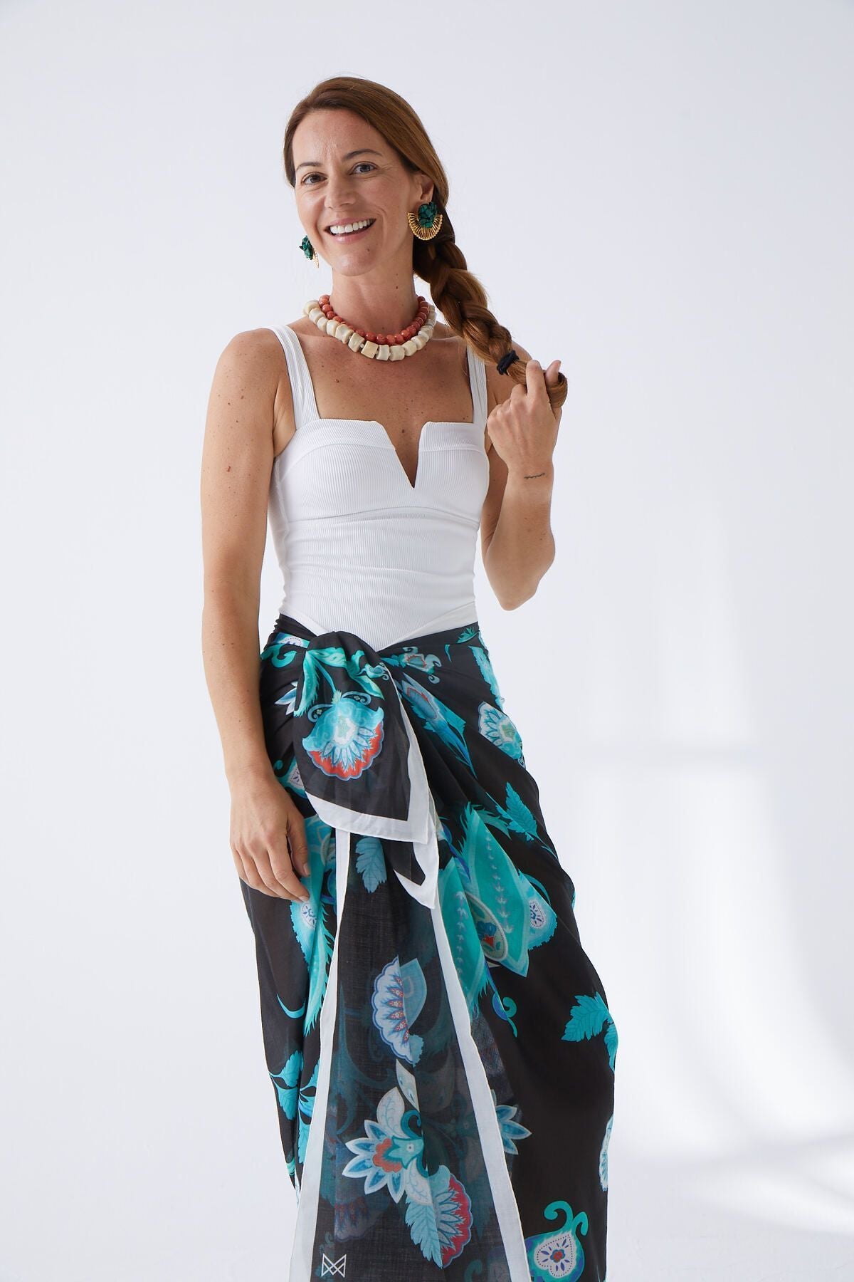 Pareo - Shawl - Paisley - Black / Blue