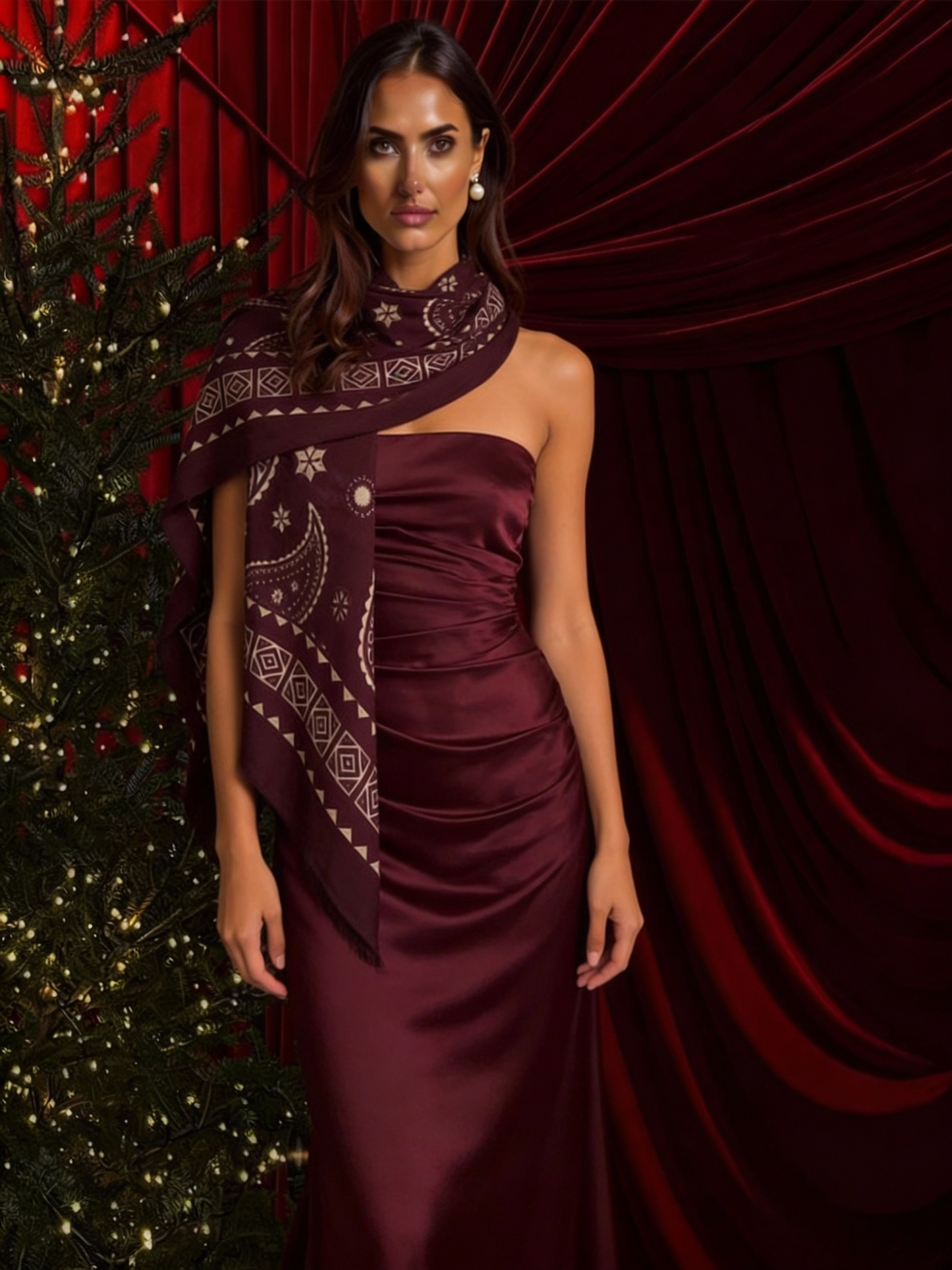 Velora - Mulberry - Kaşmir Modal Şal