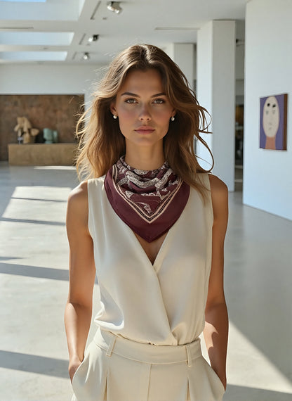 Silk Scarf - Wisdom of the Owl - Green