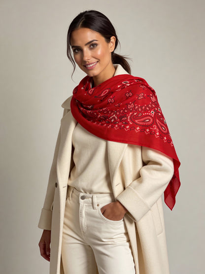 Lume - Scarlet Red - Kaşmir Modal Şal