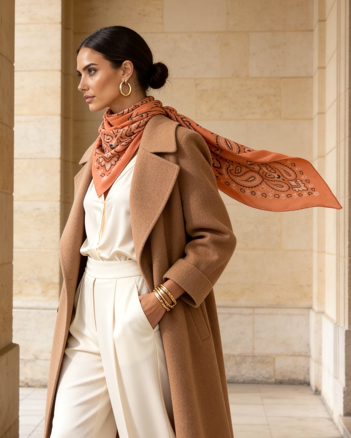 Lume - Coral Peach - Kaşmir Modal Şal