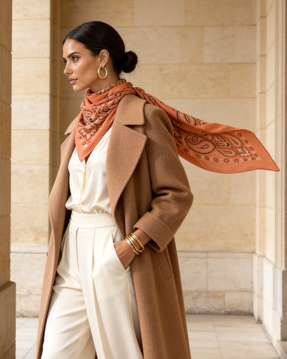 Lume - Coral Peach - Kaşmir Modal Şal