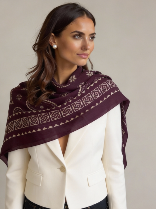 Velora - Mulberry - Kaşmir Modal Şal