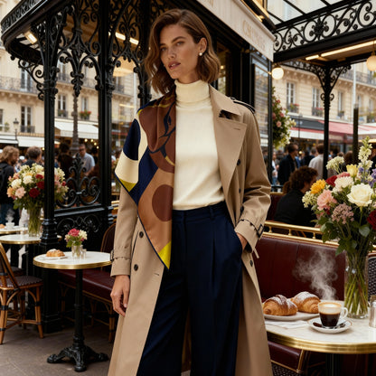 Silk Scarf - Majestic Elephant - Dark Navy Blue