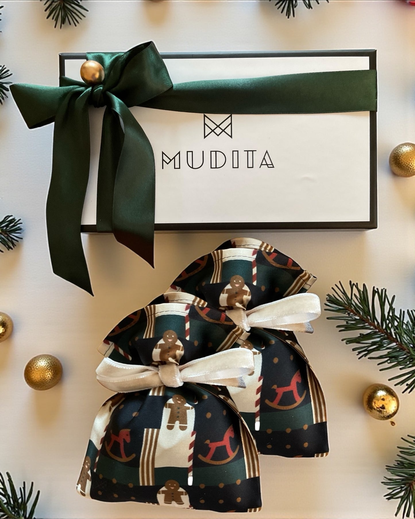 İpek Lavanta Kesesi - Gingerbread – Yeni Yıl Kurabiye Desenli - (2’li Hediye Kutusu)