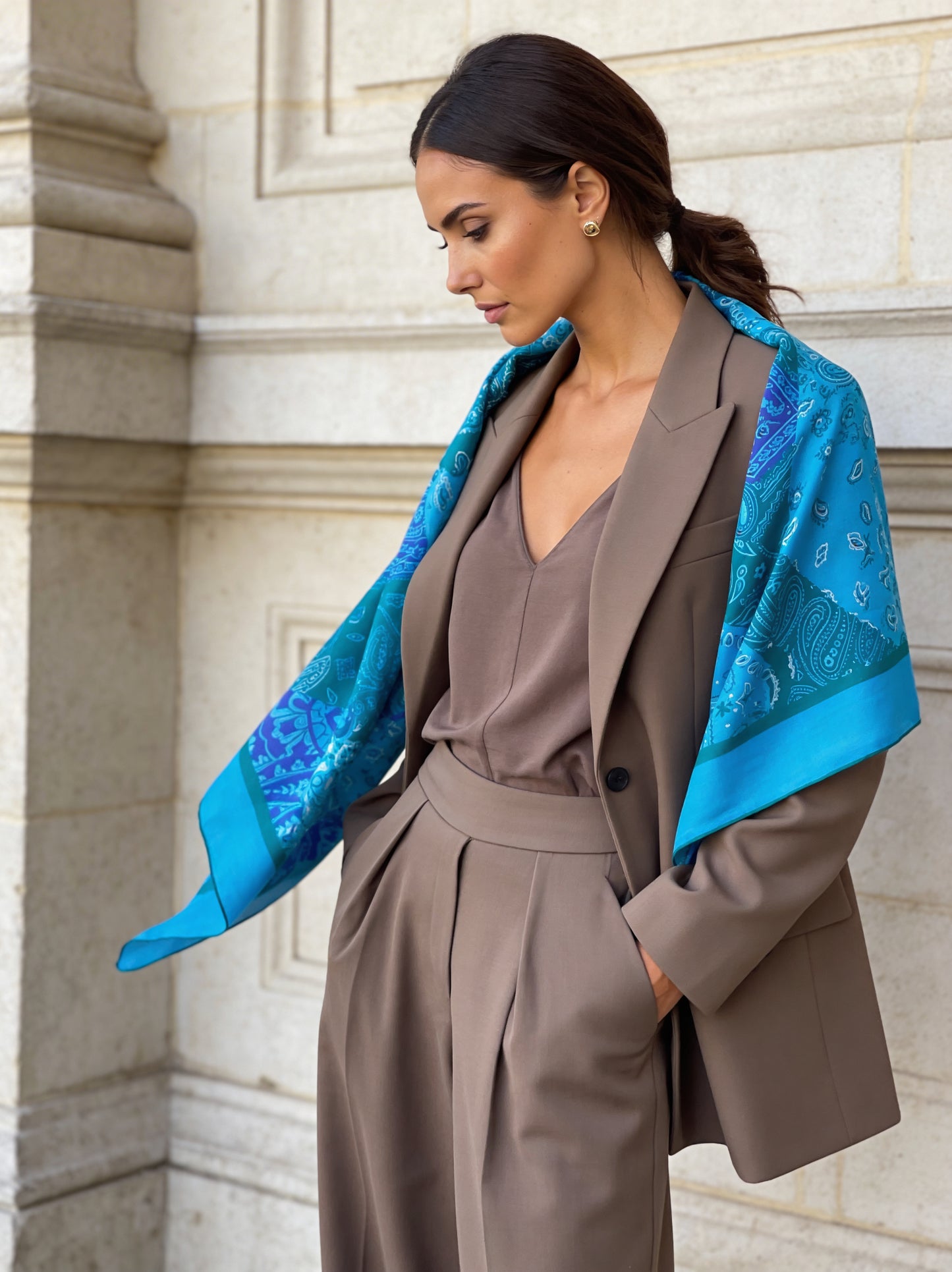 Nomad Pareo - İpek Pamuk Karışımı - Mavi