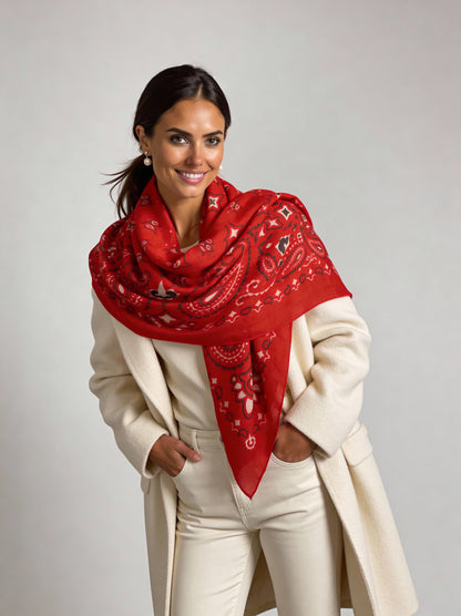 Lume - Scarlet Red - Kaşmir Modal Şal