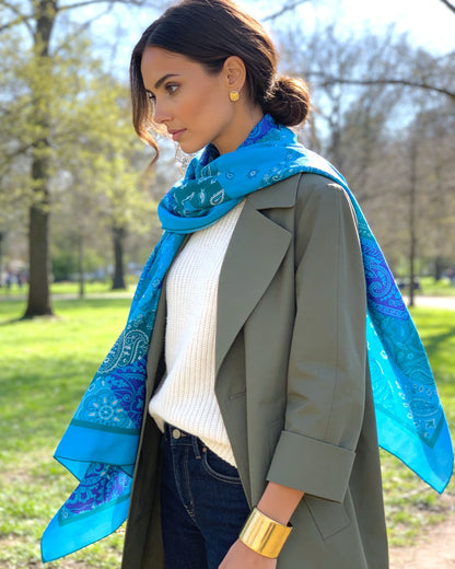 Nomad Pareo - İpek Pamuk Karışımı - Mavi