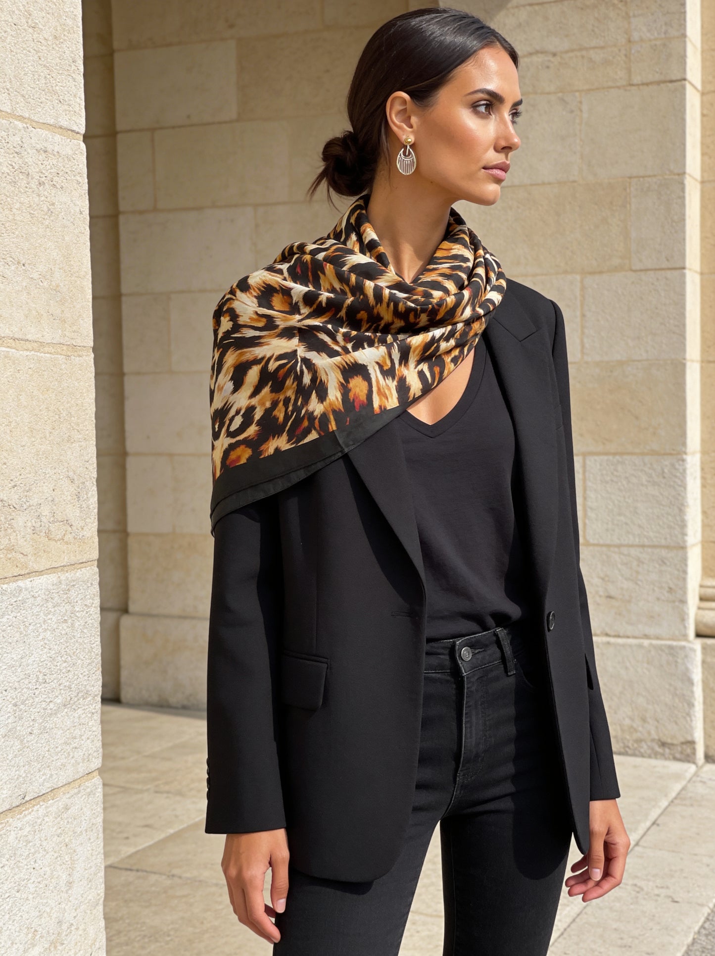 LEO Pareo/Şal - Pamuk & İpek Karışımı - Siyah