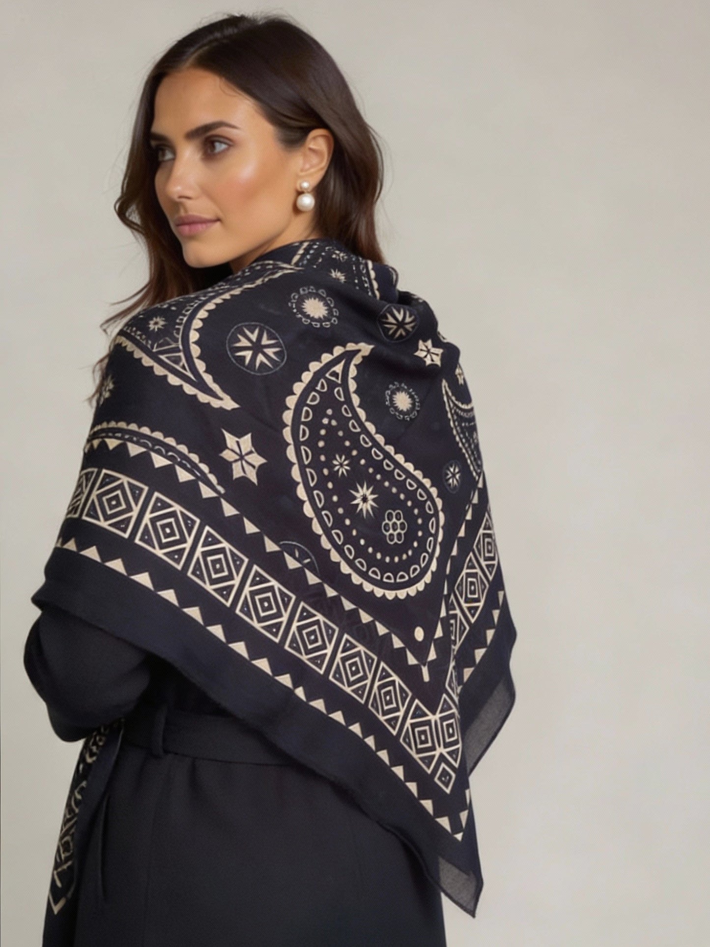 Velora - Navy - Kaşmir Modal Şal