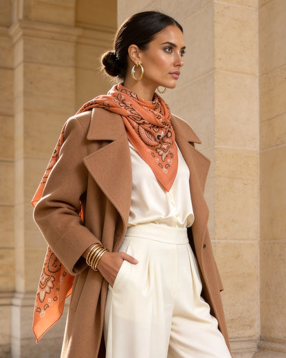 Lume - Coral Peach - Kaşmir Modal Şal