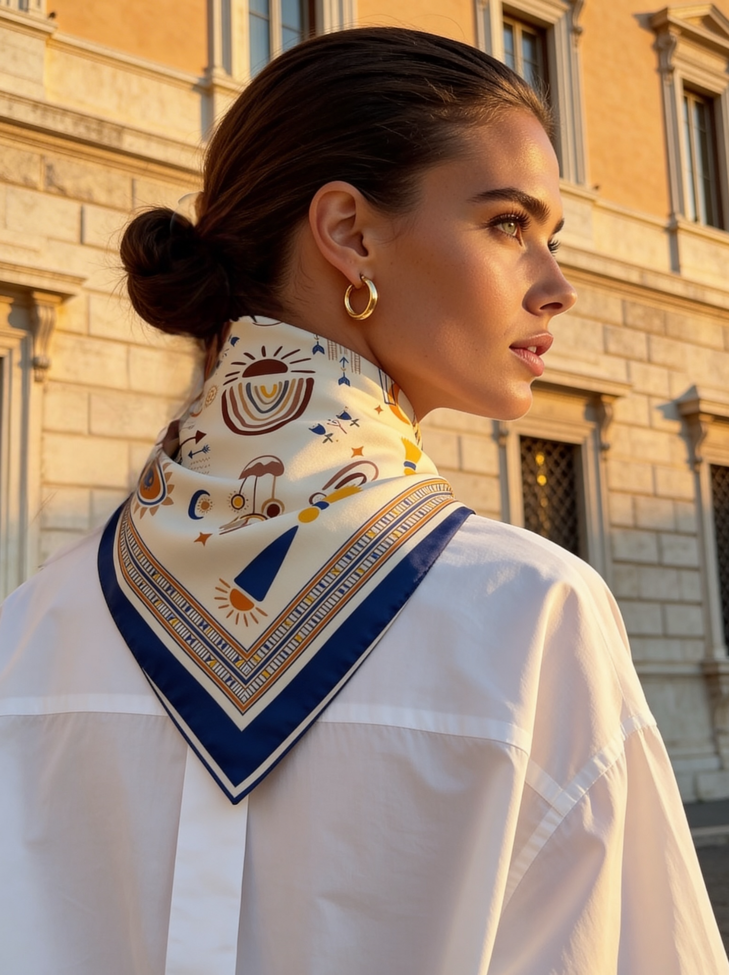 İpek Eşarp - 60cm x 60cm - Tılsım - Mavi