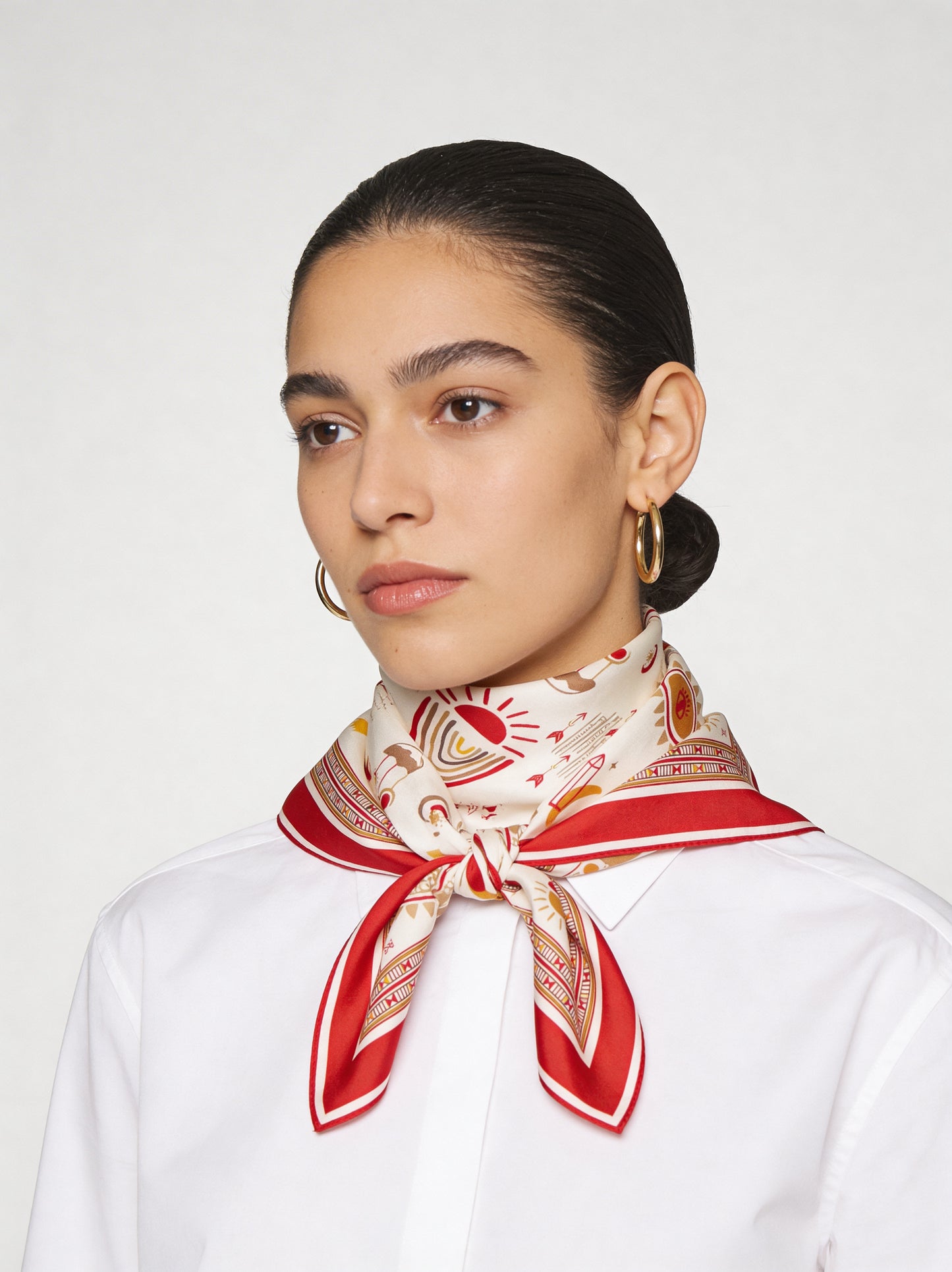 İpek Eşarp - 60cm x 60cm - Tılsım - Kırmızı