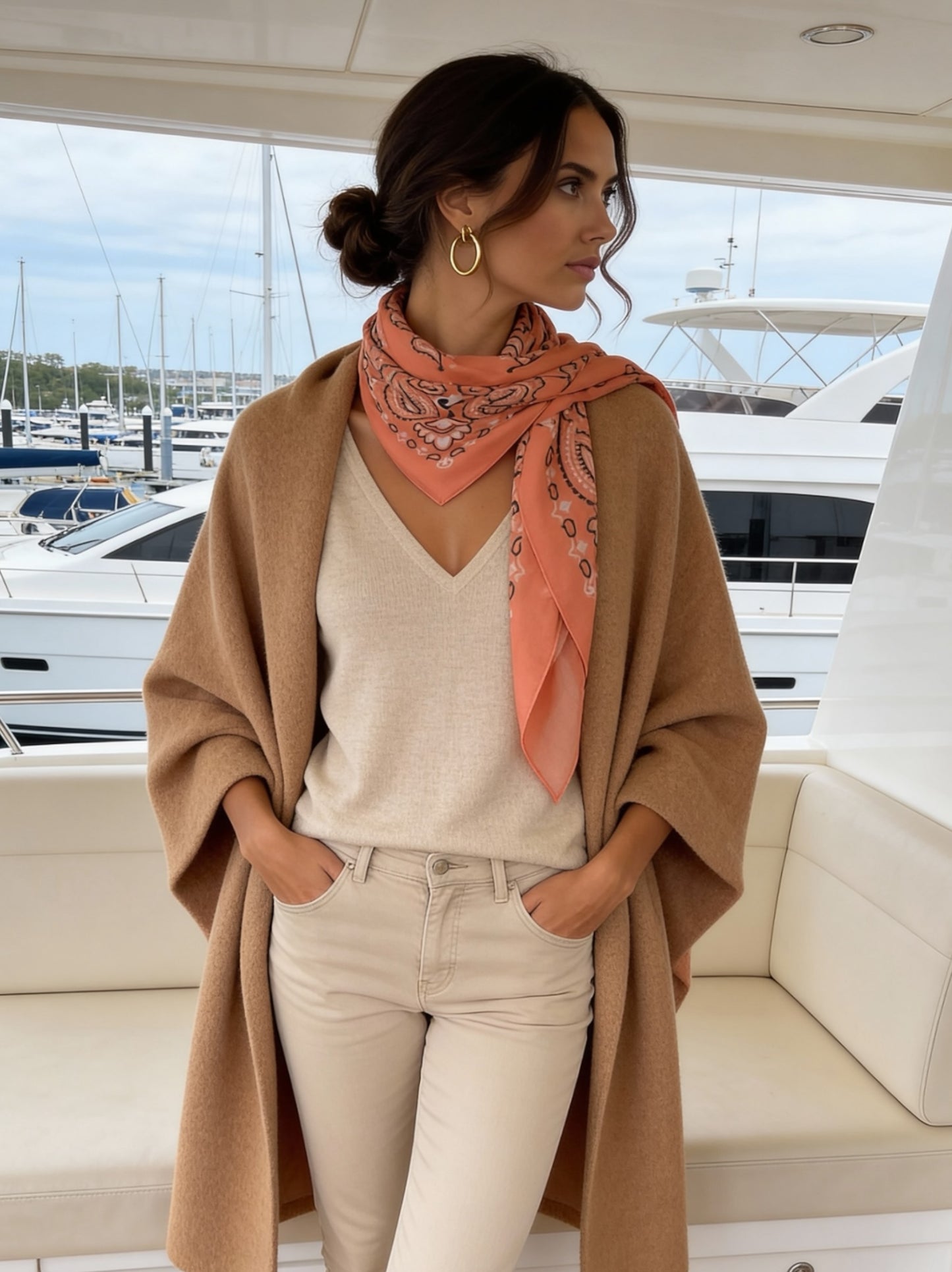 Lume - Coral Peach - Kaşmir Modal Şal