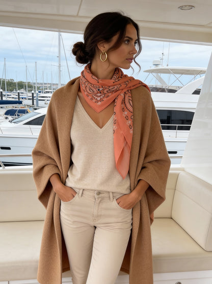 Lume - Coral Peach - Kaşmir Modal Şal