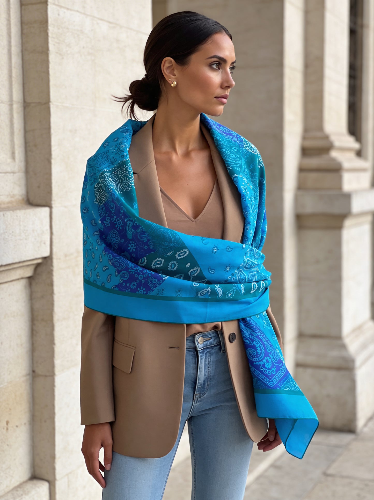 Nomad Pareo - İpek Pamuk Karışımı - Mavi