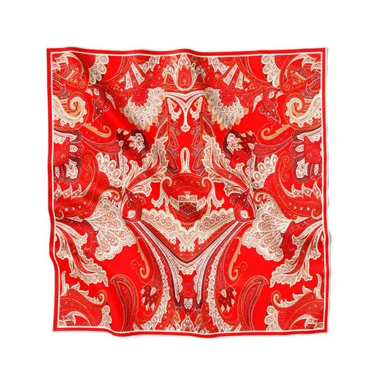 Silk Scarf - Majestic Elephant - Red