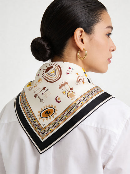 İpek Eşarp - 60cm x 60cm - Tılsım - Siyah