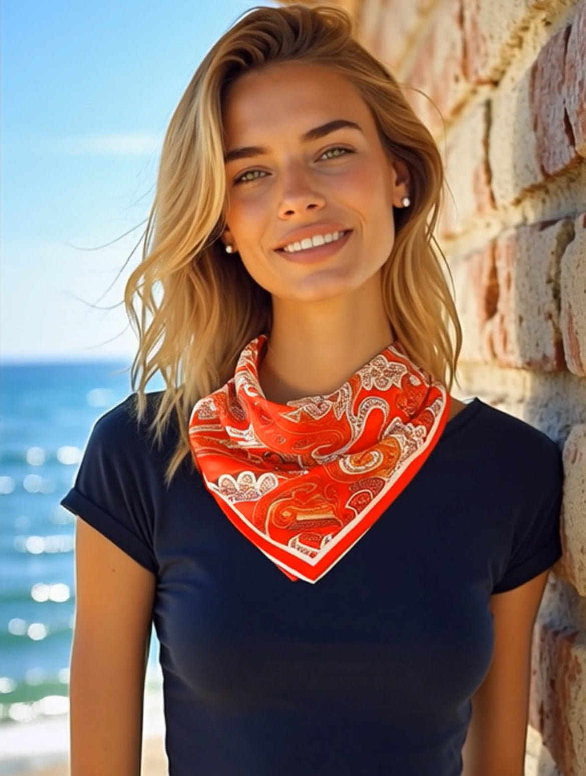 Silk Scarf - Majestic Elephant - Red