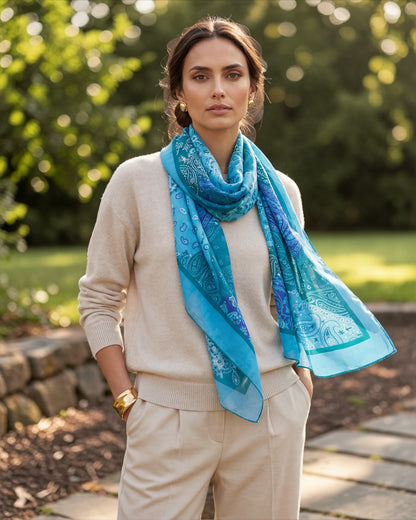 Nomad Pareo - İpek Pamuk Karışımı - Mavi