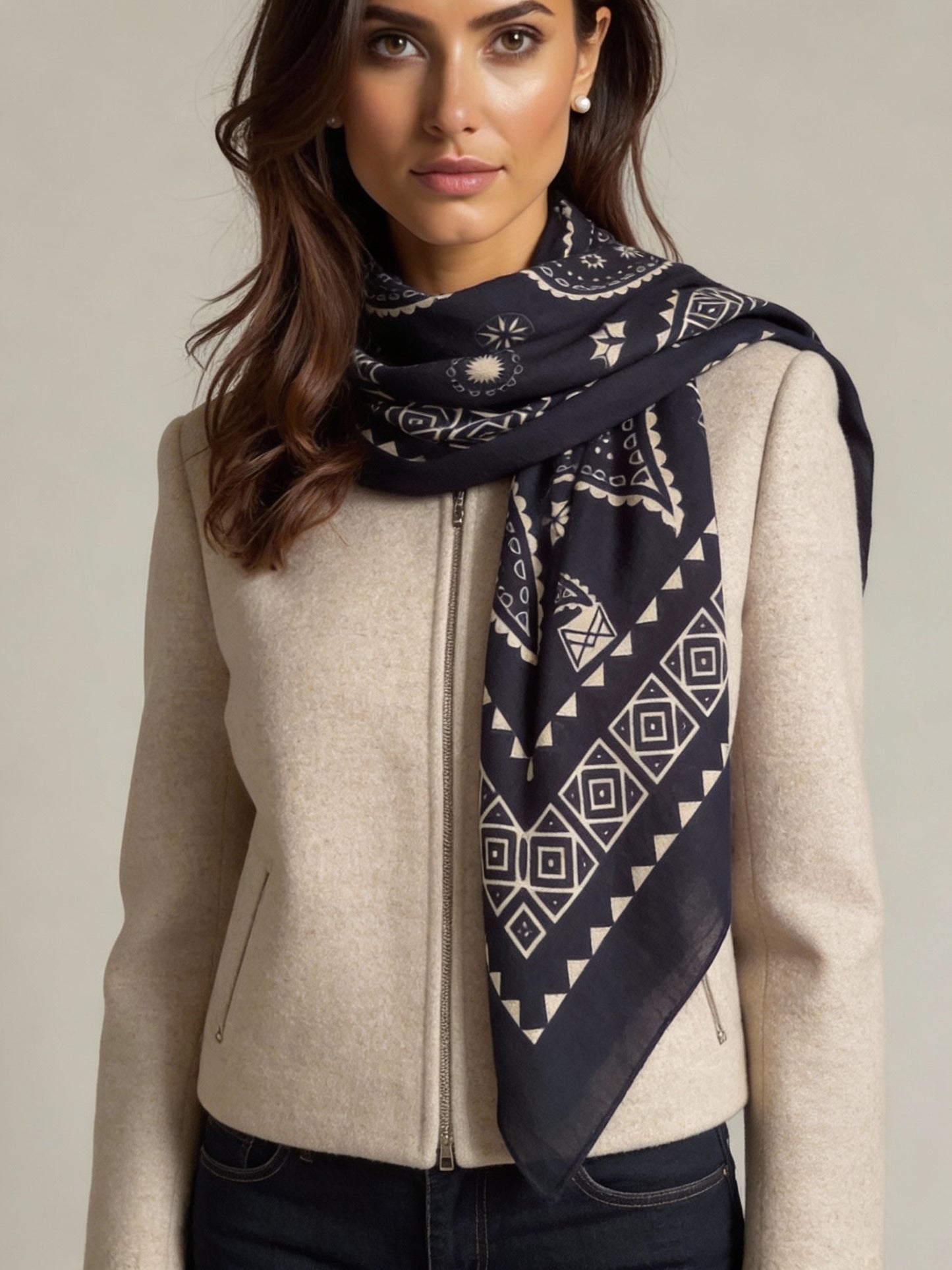 Velora - Navy - Kaşmir Modal Şal