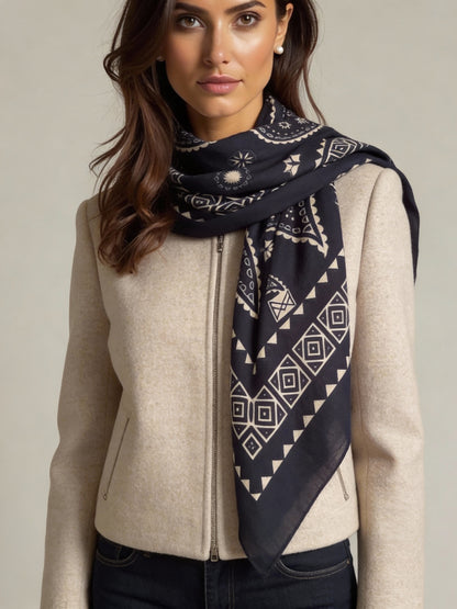 Velora - Navy - Kaşmir Modal Şal