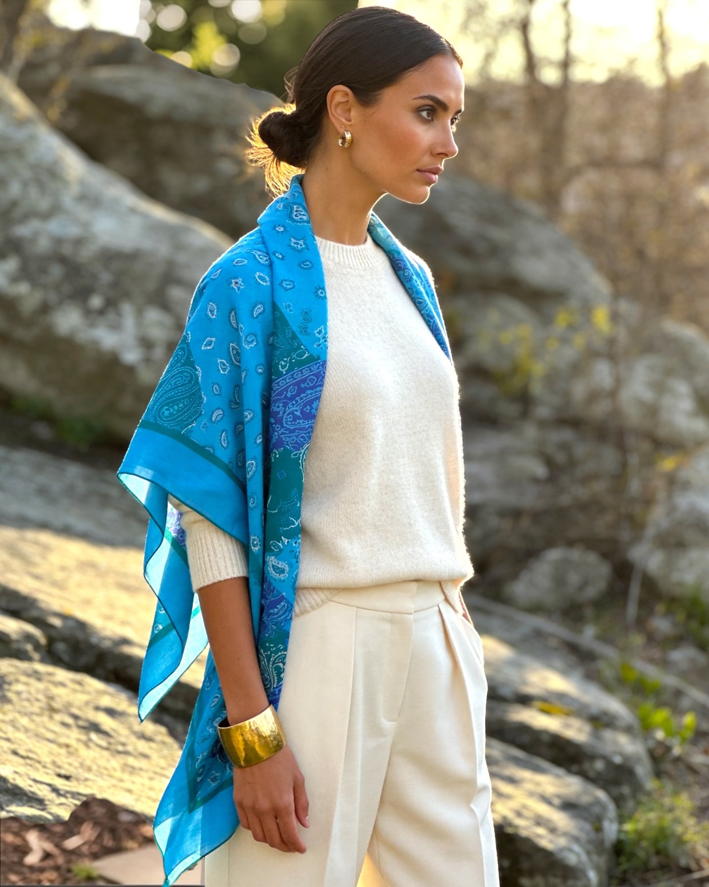 Nomad Pareo - İpek Pamuk Karışımı - Mavi