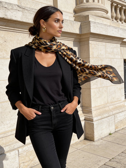 LEO Pareo/Şal - Pamuk & İpek Karışımı - Siyah