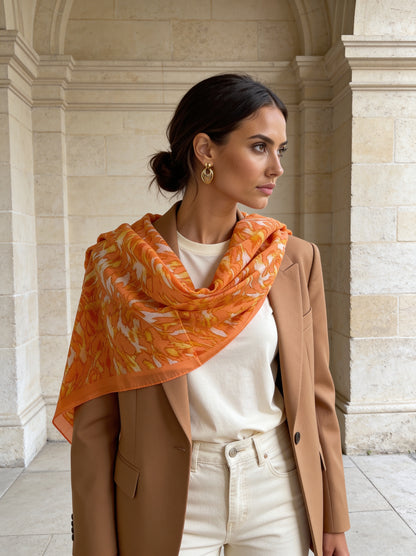 LEO Pareo/Şal - Pamuk & İpek Karışımı - Turuncu