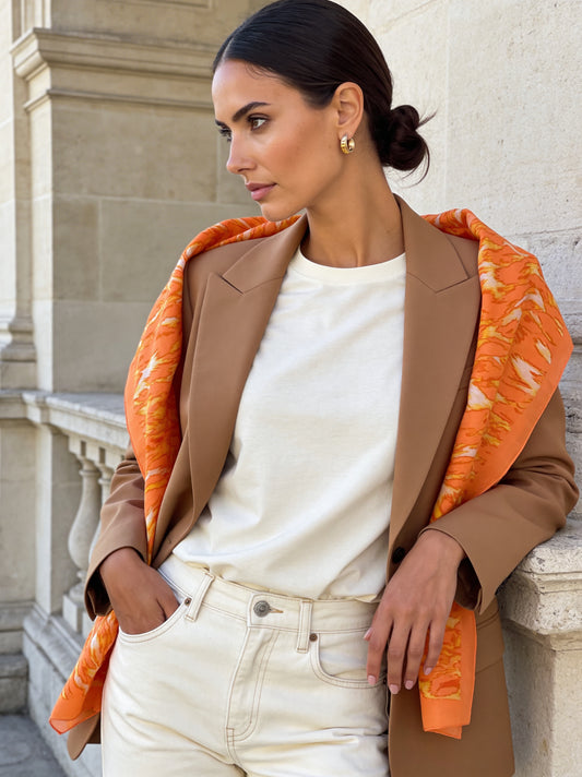 LEO Pareo/Şal - Pamuk & İpek Karışımı - Turuncu