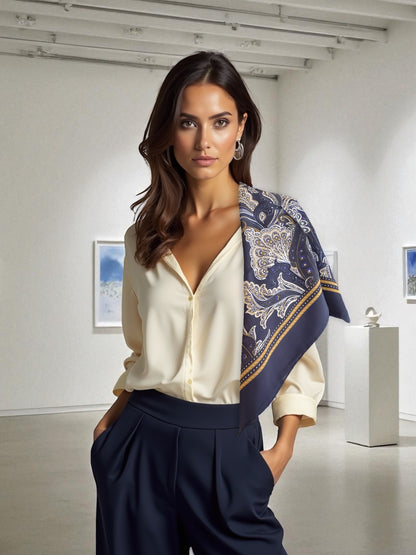 Silk Scarf - Wisdom of the Owl - Green